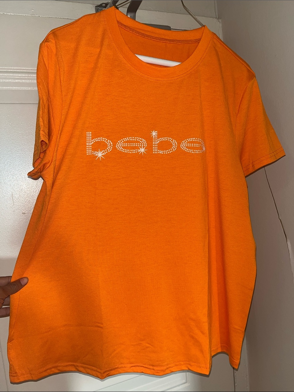 bebe printed Orange Short Sleeve Tee